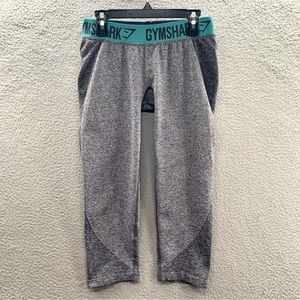 Gymshark Dry Moisture Management Women's Crop Leggings Gray Teal Compression M